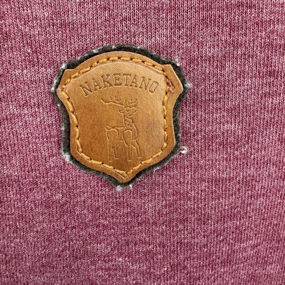 NAKETANO Women Burgundy Cowl Neck Hoodie Sweatshirt Size M - Picture 3 of 8